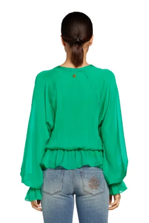Tie-Front Silk Top