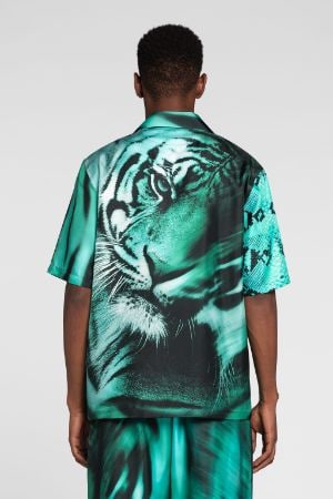 Tiger And Python-Print Silk Shirt La boutique ligne officielle Roberto Cavalli®