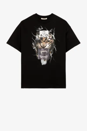 Tiger And Teeth-Print Cotton T-Shirt