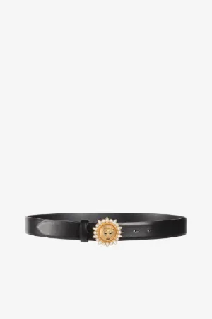 tiger-detailed leather belt
