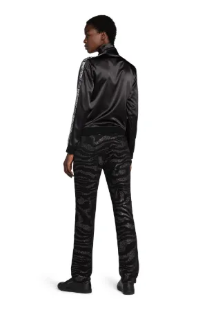 leather jacket with track pants