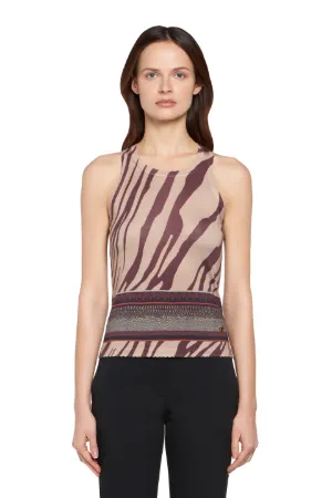 top con animal print y motivo de fular