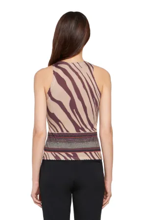 top con animal print y motivo de fular