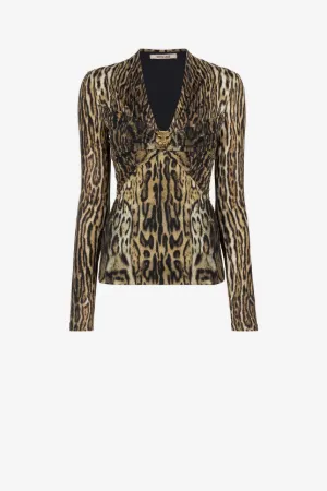Top con cabeza de pantera y estampado Ocelot