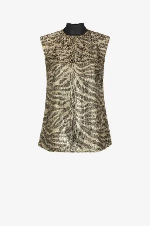 Top con estampado Zebra de jacquard