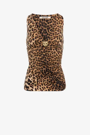 top con motivo de leopardo