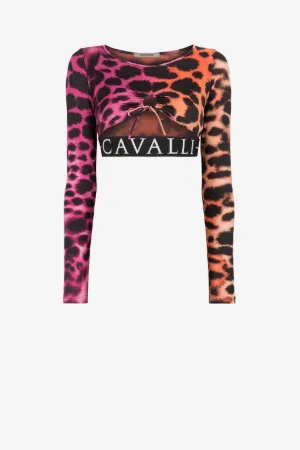 Top cropped con stampa Murena e logo