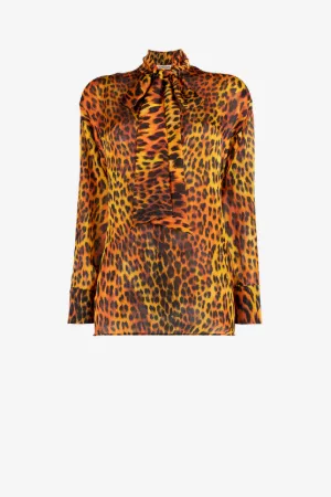 Top de seda con pañuelo anudado y estampado Jaguar