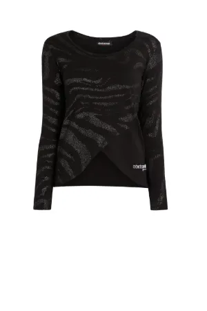 Top estampado con rayas de cebra y purpurina