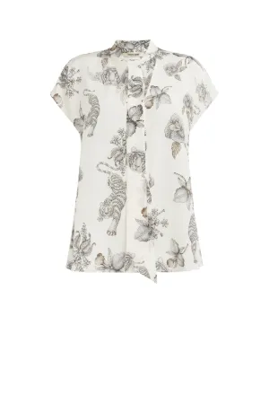 Top in seta con stampa Diamond Brooches