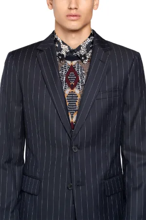 Compra Trajes Azul Marino A Rayas De Los Hombres De Los Trajes De Boda 2  Piezas Chaqueta Y Pantalones Por Encargo De Los Padrinos De Boda Del Novio  Del Desgaste Tuxdos Barato 