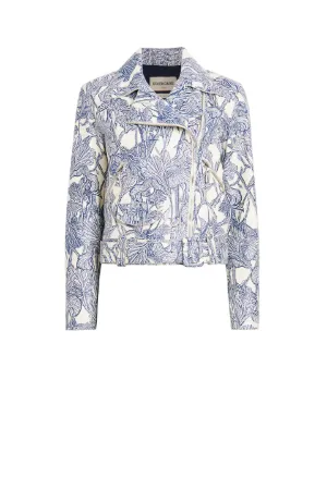 Veste de moto en cuir nappa à iris