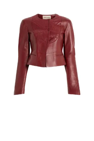 Veste en cuir empiècement matelassé