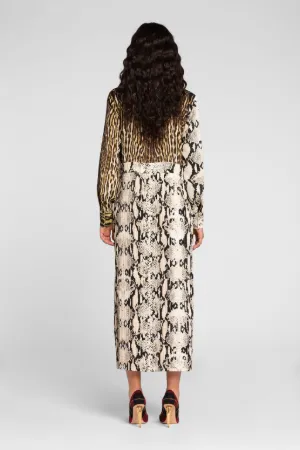 Vestido camisero con estampados Ocelot y Python