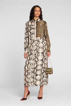 Vestido camisero con estampados Ocelot y Python