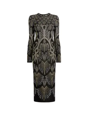 Vestido con estampado Regimental Deco en jacquard