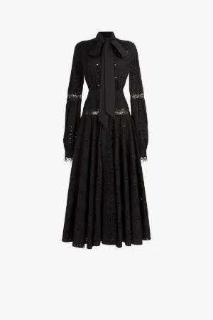 Vestido de algodón con encaje y bordado inglés