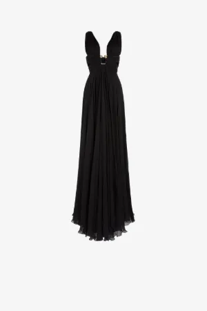 Vestido de seda con cabeza de pantera adornada con cristales