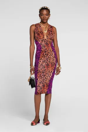 Vestido fruncido con estampado Murena