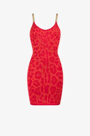 Vestido jaguar de jacquard con cadena