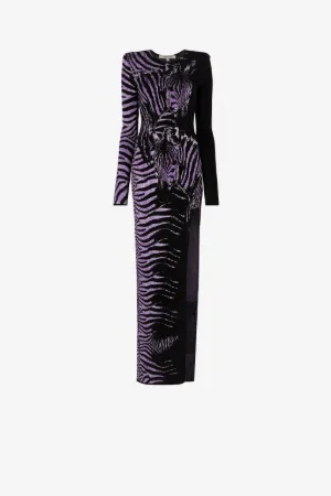 Vestido maxi con estampado Zebra de jacquard