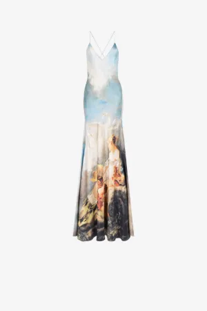 Vestido maxi de seda estampado