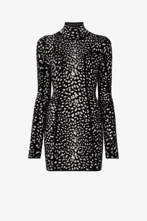 Vestido mini con estampado Cheetah de jacquard