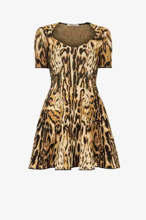 Vestido mini con estampado Ocelot de jacquard