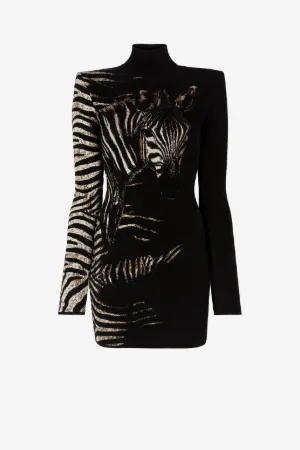 Vestido mini con estampado Zebra de jacquard