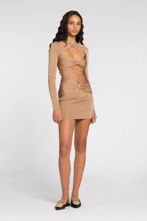 Vestido mini con nudos y aberturas