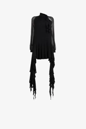 Vestido mini de seda con volantes