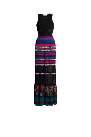 vestido plisado a rayas