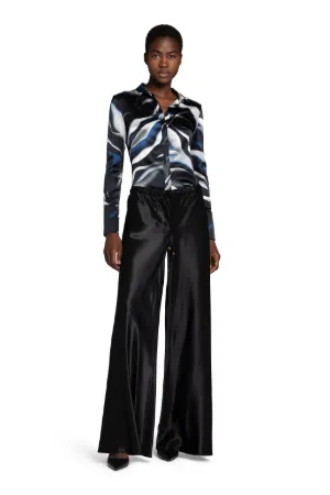 Wide-Leg Satin Trousers