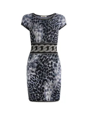 Wild Indigo-Jacquard Bodycon Dress