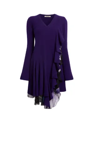 Wool and cashmere ruffled dress