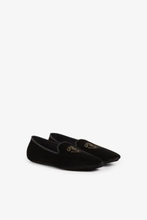 Zapatillas de terciopelo con bordado Mirror Snake