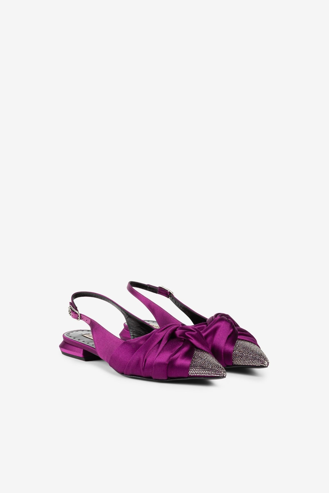Zapatos de tacón con tira trasera, nudo y cristales - Tienda Online ...