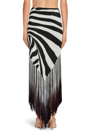 asymmetrical black fringe skirt