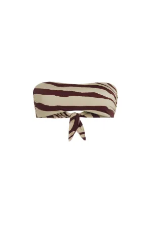 Zebra print bandeau bikini top