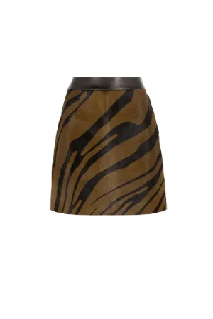 Zebra-Print Calf-Hair Mini Skirt 