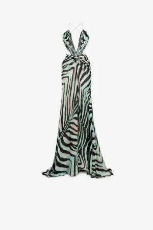 Zebra-Print Silk Maxi Dress