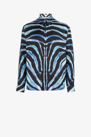 Zebra-Print Silk Shirt