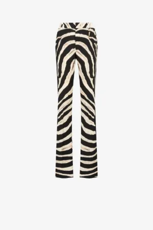 zebra print straight-leg trousers - La 
