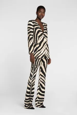 zebra print straight-leg trousers - La 