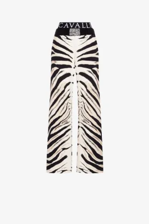 zebra-print straight-leg trousers