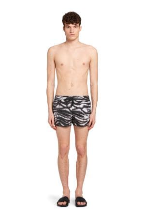 zebra print swim trunks