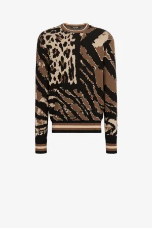Жаккардовый свитер с узором Animalier в стиле пэчворк