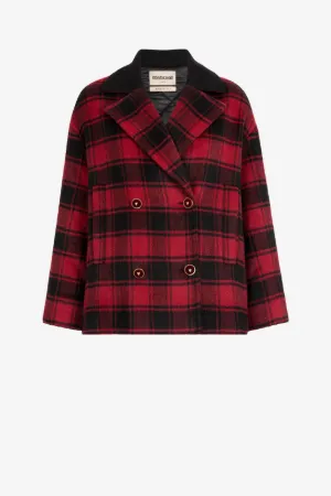Zweireihiger Tartan-Mantel
