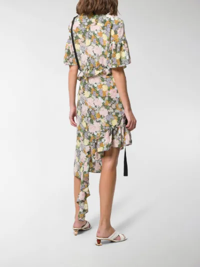 floral ruffle midi dress