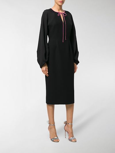 blouson sleeve midi dress